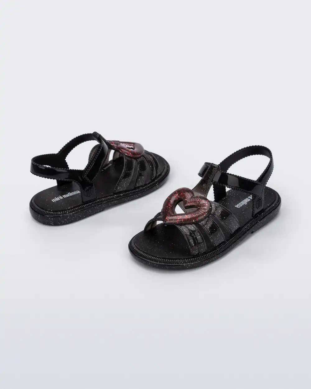 PRETO/GLITTER VERMELHO